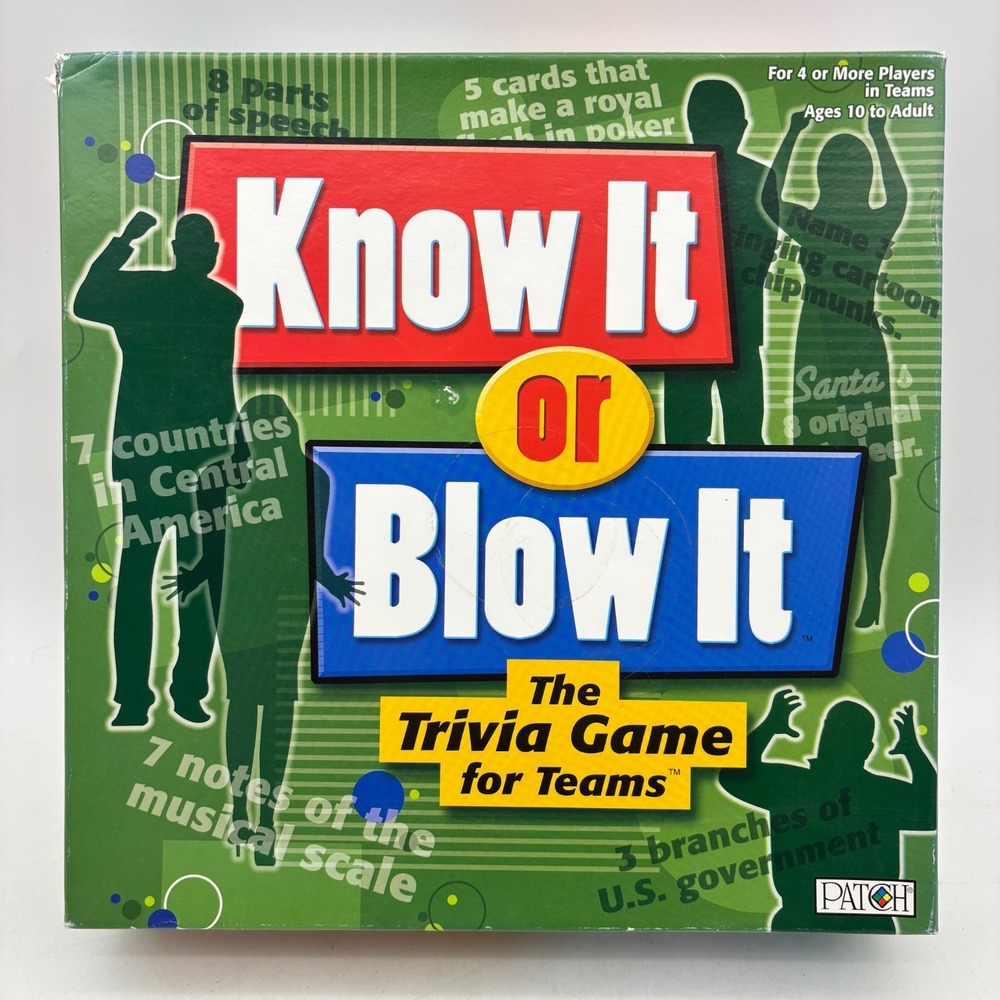 Know It or Blow It Trivia Game COMPLETE Patch Products 2009 Party Game